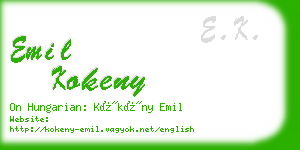 emil kokeny business card